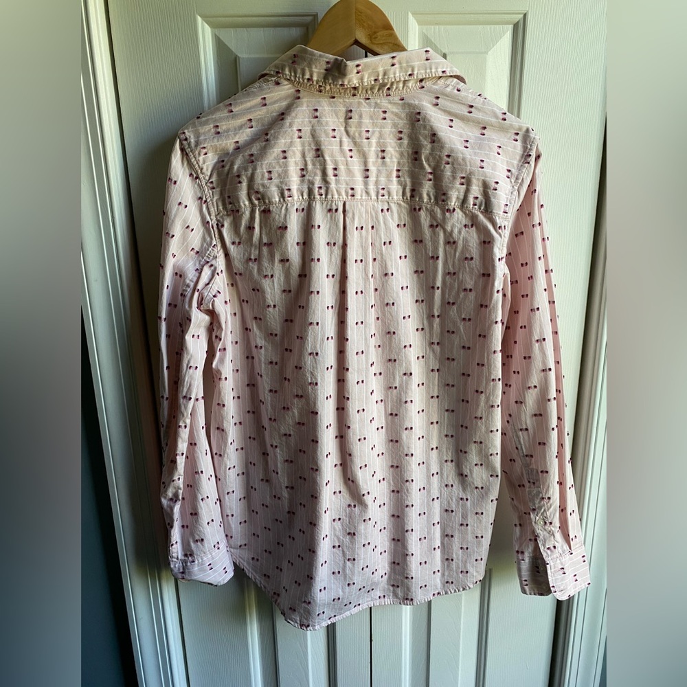Gap Womens Fitted Boyfriend Shirt Pink Striped Button Down Size Medium NWT - Picture 2 of 8